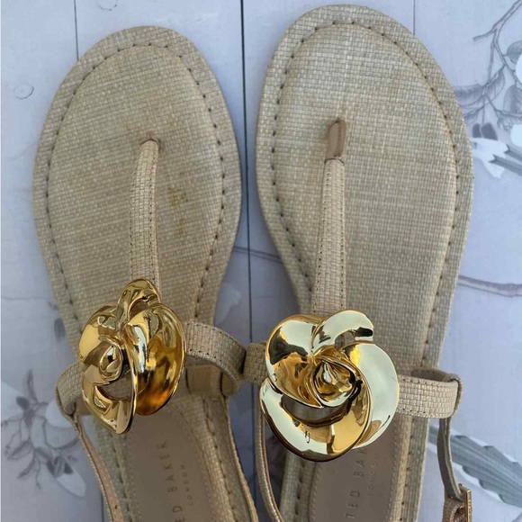 Ted Baker Gold Floral Sandals - Picture 5 of 7